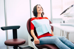 woman comfortable with dental care sedation concept